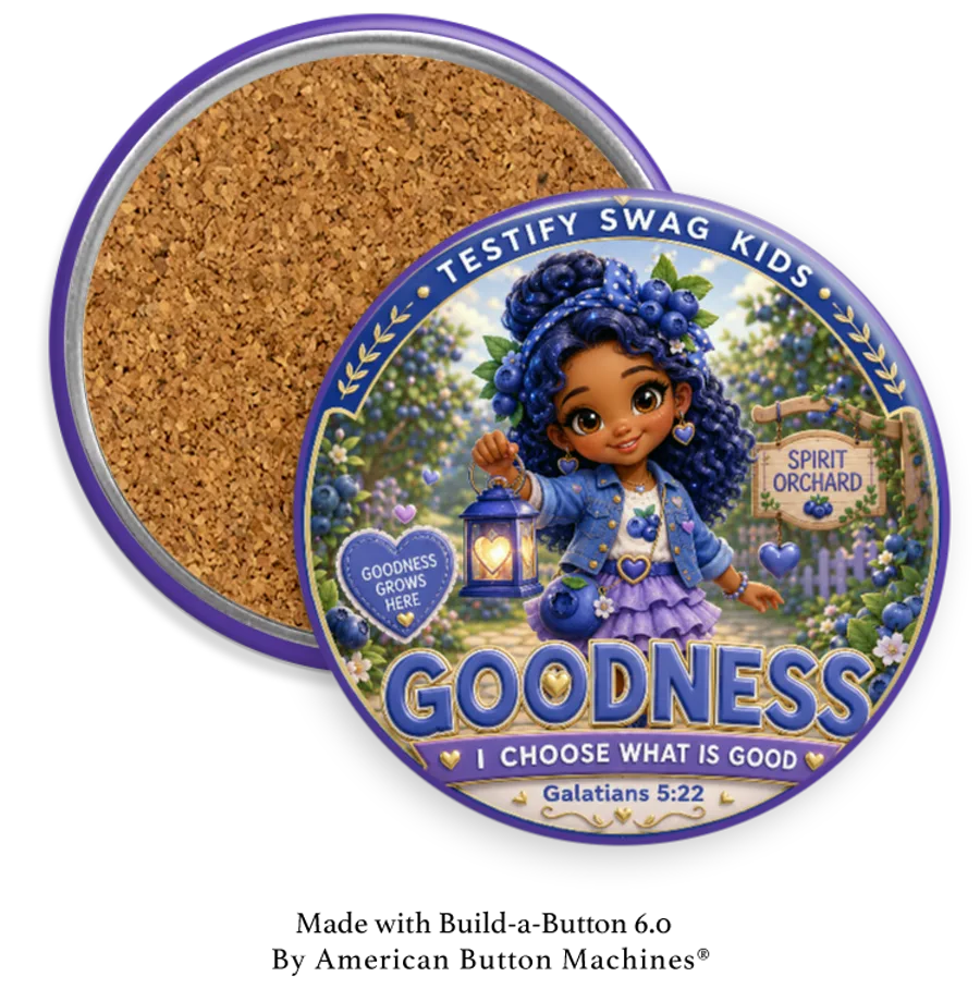 Fruit of the Spirit Goodness kids Bible lesson cork-backed coaster by TSO Custom Keepsakes